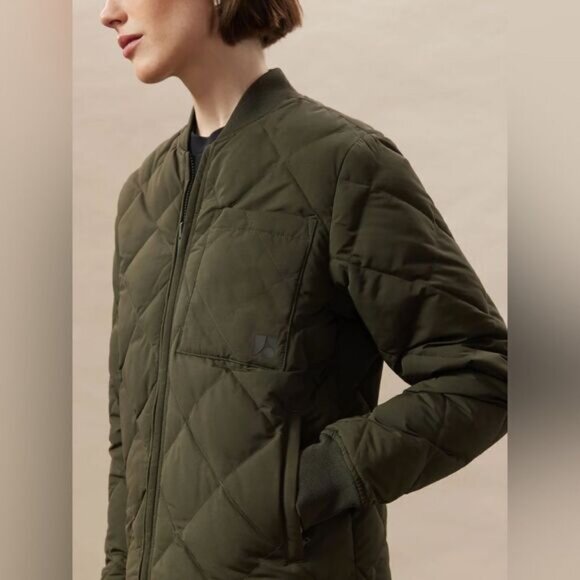 Frank and Oak The Skyline Reversible Bomber Jacket Women's Rosin Green Small NWT - Picture 2 of 10